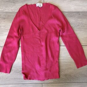 Women's Sofia Vergara Ribbed Fitted V-Neck Sweater Size XXS
